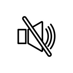 Muted sound icon in outline, representing no audio or sound restrictions.