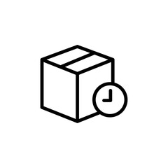 Simple outline icon showing a box with an order symbol, representing custom orders.