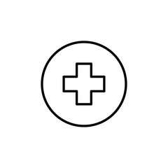 Simple outline of a plus symbol, representing addition or positivity.