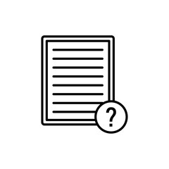 Outline of a document with a question mark, representing inquiries or quizzes.