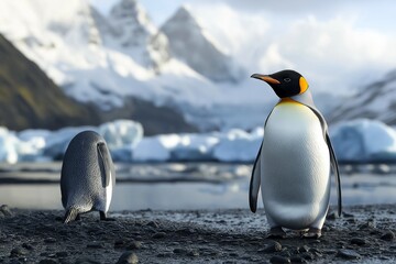 Fototapeta premium penguin in the arctic by generative ai