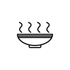 Simple outline of a steaming bowl, representing heat or food.