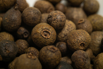 allspice close up. pile of allspice , texture , macro.