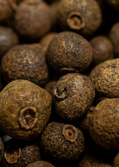 allspice close up. pile of allspice , texture , macro.