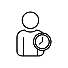 Icon of a person and clock symbolizing time management.