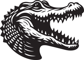 Alligator head silhouette black vector artwork design