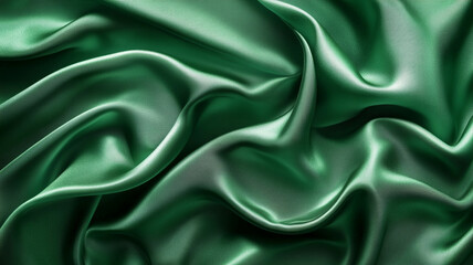 Fototapeta premium luxurious and elegant green wavy silk satin fabric.