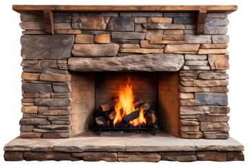 Stone fireplace hearth white background architecture.