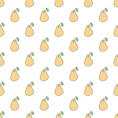 Seamless Yellow Pear Pattern, Simple Minimalist Background with Doodle