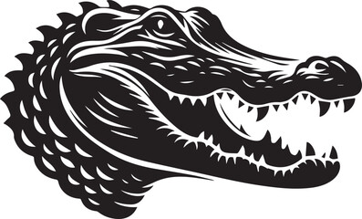 Alligator head silhouette black vector artwork design