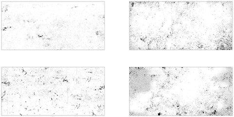 Set of fading wavy rectangular gradients. Black dotted texture element collection. 