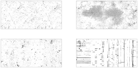 Set of fading wavy rectangular gradients. Black dotted texture element collection. 