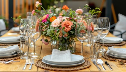 Fototapeta premium Sophisticated dining room arrangement for an exquisite dinner gathering experience