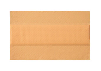 A simple adhesive bandage laid flat on a clean white surface. medical plaster isolated