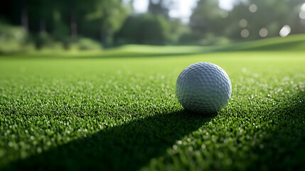 Obraz premium Golf Ball on Green Grass Realistic Image