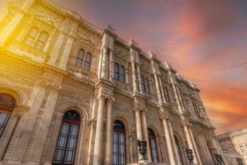 Istanbul Turkey Dolmabahce Palace photos taken at sunset with its wonderful texture and architecture