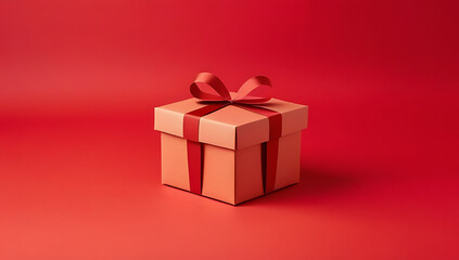 Obraz premium christmas gift box red background festive display