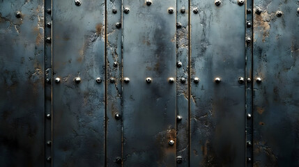Fototapeta premium Dark Metal Background with Rivets and Weathered Texture