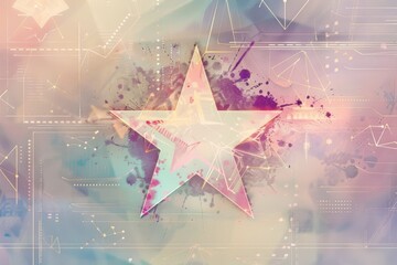 Geometric star on abstract pastel background