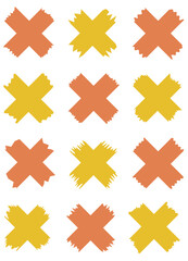 Obraz premium Set of colorful washi tapes isolated on white. Tapes collection in vector. Pieces of decorative tape for scrapbooks. Torn paper. Yellow and orange