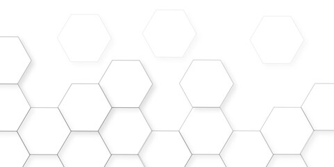 Abstract white background with hexagon and hexagonal background. Luxury white pattern with hexagons. abstract 3d hexagonal background with shadow. 3D futuristic abstract honeycomb mosaic background.