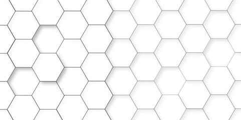 Abstract white background with hexagon and hexagonal background. Luxury white pattern with hexagons. abstract 3d hexagonal background with shadow. 3D futuristic abstract honeycomb mosaic background.