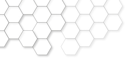 Abstract white background with hexagon and hexagonal background. Luxury white pattern with hexagons. abstract 3d hexagonal background with shadow. 3D futuristic abstract honeycomb mosaic background.