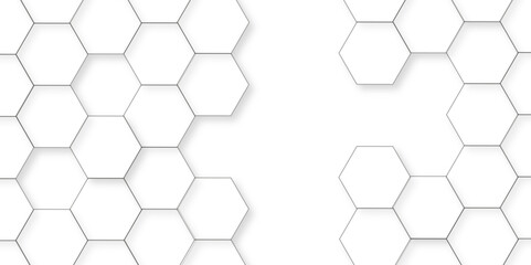 Abstract white background with hexagon and hexagonal background. Luxury white pattern with hexagons. abstract 3d hexagonal background with shadow. 3D futuristic abstract honeycomb mosaic background.