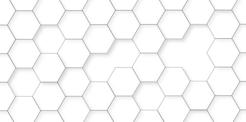 Abstract white background with hexagon and hexagonal background. Luxury white pattern with hexagons. abstract 3d hexagonal background with shadow. 3D futuristic abstract honeycomb mosaic background.