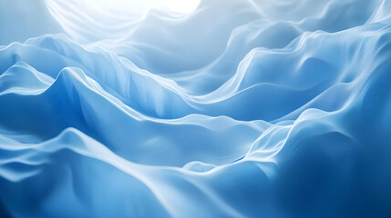 Obraz premium Abstract Blue Fabric Waves Background - Digital Illustration