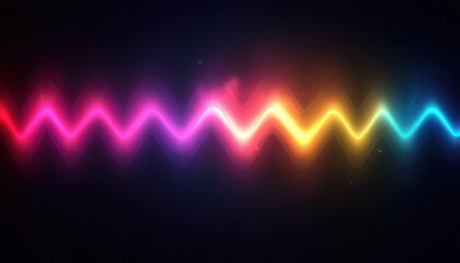 Abstract Colorful Neon Wave with Glowing Lines and Sparkles