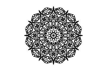  Artistic black and white mandala illustration featuring a detailed circular motif
