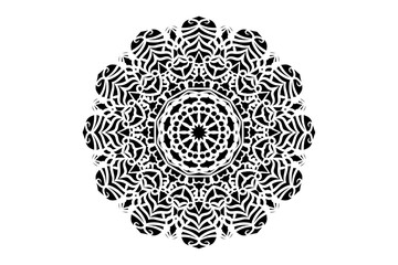  Elegant black and white mandala art with a detailed circular motif and artistic finesse