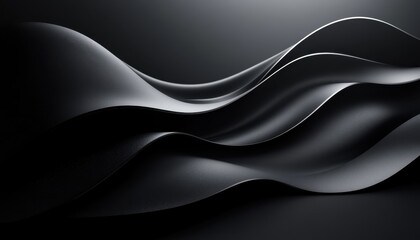 Abstract Black Curved Shapes With Textural Surface