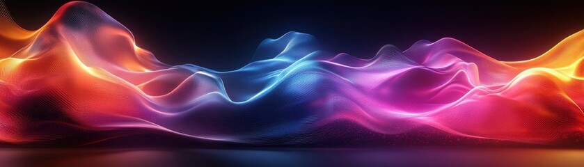 Fototapeta premium Abstract Neon Waves with Glowing Lines and Particles