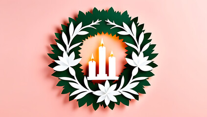 evergreen wreath white candles festive decor