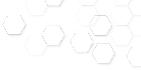 Abstract white background with hexagon and hexagonal background. Luxury white pattern with hexagons. abstract 3d hexagonal background with shadow. 3D futuristic abstract honeycomb mosaic background.