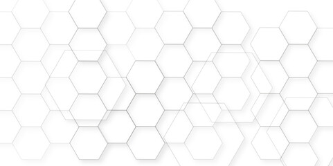 Abstract white background with hexagon and hexagonal background. Luxury white pattern with hexagons. abstract 3d hexagonal background with shadow. 3D futuristic abstract honeycomb mosaic background.