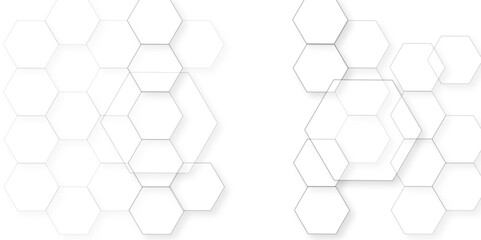 Naklejka premium Abstract white background with hexagon and hexagonal background. Luxury white pattern with hexagons. abstract 3d hexagonal background with shadow. 3D futuristic abstract honeycomb mosaic background.
