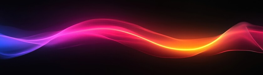 Fototapeta premium Abstract neon wave with blue, pink and orange glow