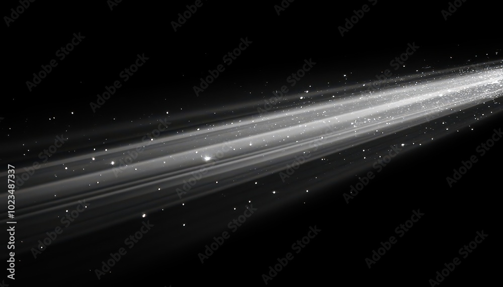 Poster a stream of light with scattered glimmering particles