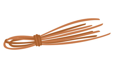 Bamboo massage broom made of sticks. Flat color illustration of a bath accessory. For a spa treatment to improve blood circulation and skin tone. An isolated object for massage in steam conditions