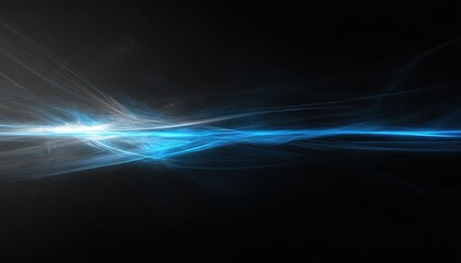 Obraz premium Abstract Blue and White Light Streaks on a Black Background