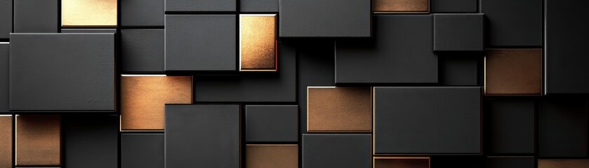 Fototapeta premium Abstract Black and Gold Geometric Wall Pattern