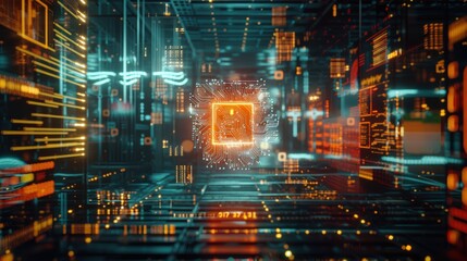 Fototapeta premium Futuristic AI Render of Digital Circuitry and Technology