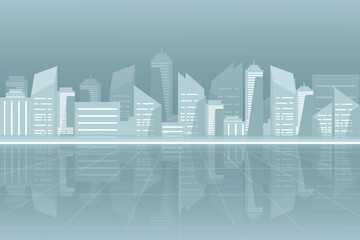 Obraz premium Many white buildings lined up next to each other. There is a network system.