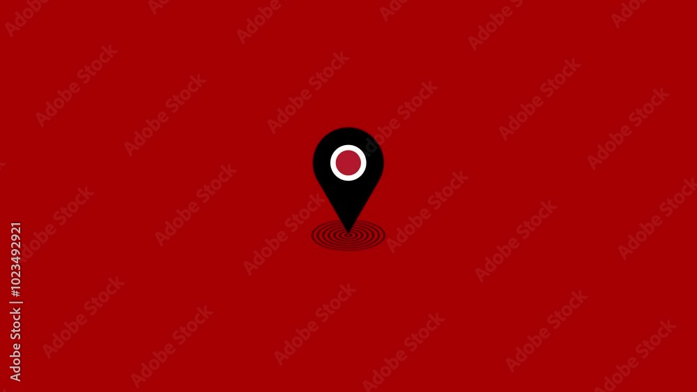 Fototapete GPS location pointer animated with radio wave, location map pointer with pin icon and location 4k animation
