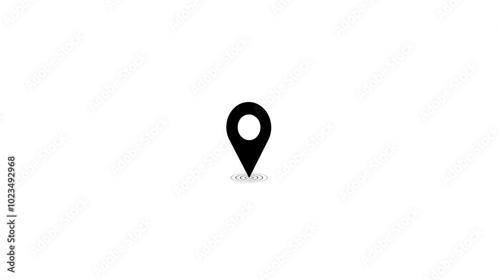 Fototapete GPS location pointer animated with radio wave, location map pointer with pin icon and location 4k animation