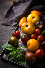 Assortment of different color tomatoes
