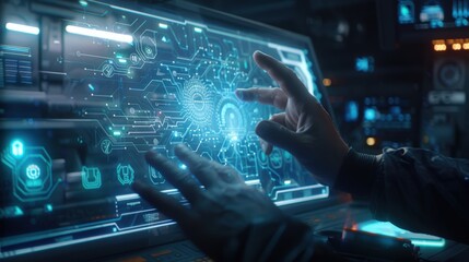 Futuristic Interface Interaction with AI Technology